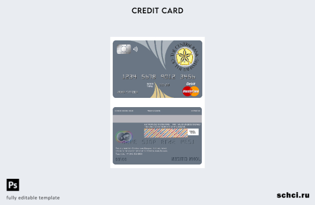 цифровая загрузка Багамские острова Шаблон Mastercard Центрального банка